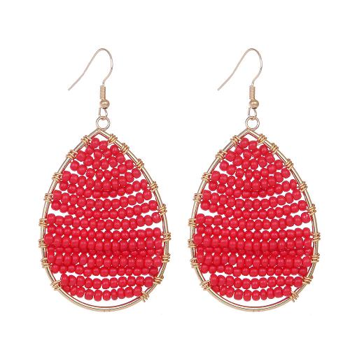 Tibetan Style Drop Earrings, with Seedbead, Teardrop, handmade, fashion jewelry & for woman, more colors for choice, Sold By Pair