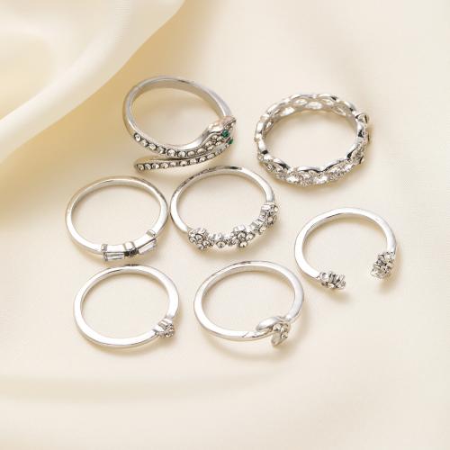 Tibetan Style Ring Set, plated, different styles for choice & for woman & with rhinestone, more colors for choice, Sold By Set