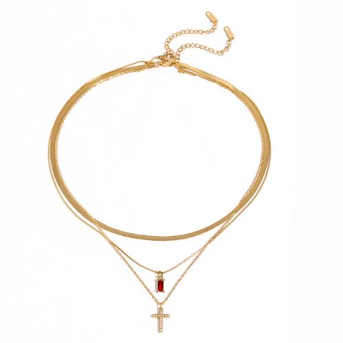 Collier de bijoux en acier inoxydable, Acier inoxydable 304, avec zircon cubique, Placage, trois pièces & bijoux de mode & pour femme, plus de couleurs à choisir, Vendu par PC