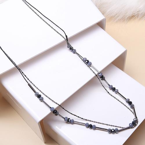 Zinc Alloy Sweater Chain Necklace with Glass plated for woman Length Approx 82 cm Sold By PC