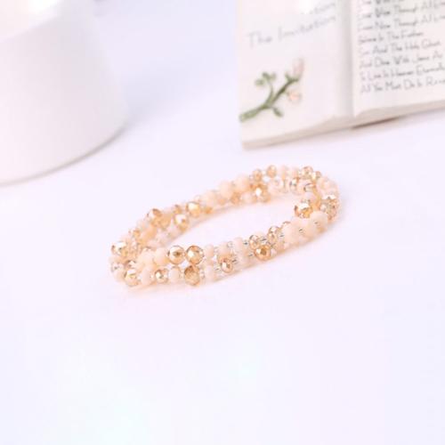 Glass Beads Bracelet, plated, for woman, light pink, Length:Approx 9 cm, Sold By PC