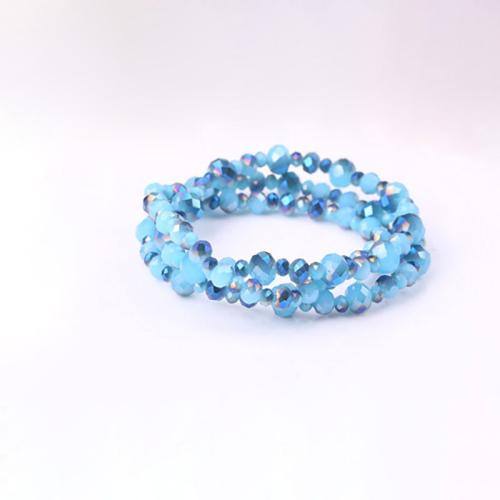 Glass Beads Bracelet, plated, for woman, blue, Length:Approx 9.5 cm, Sold By PC