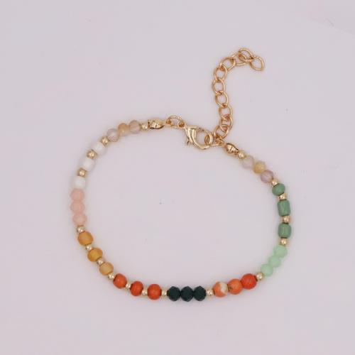 Tibetan Style Bracelet, with Glass Beads & Gemstone & Copper Coated Plastic, with 3CM extender chain, handmade, for woman, multi-colored, Length:Approx 18 cm, Sold By PC