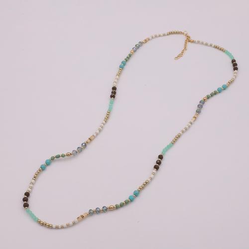 Zinc Alloy Sweater Chain Necklace with Glass Beads & Copper Coated Plastic & Acrylic with 5CM extender chain plated for woman multi-colored Length Approx 82 cm Sold By PC