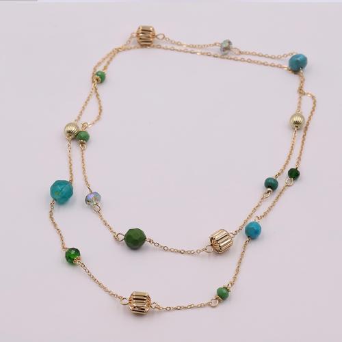 Zinc Alloy Sweater Chain Necklace with Glass Beads & Copper Coated Plastic & Acrylic plated for woman multi-colored Length Approx 96 cm Sold By PC