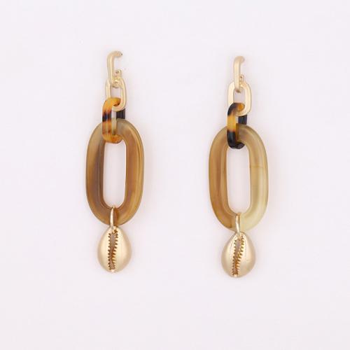 Pendientes de Perno de Aleación de Zinc, con Acrílico, chapado, para mujer, dorado, 75mm, Vendido por Par