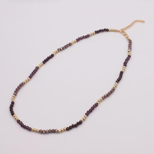 Tibetan Style Jewelry Necklace, with Glass Beads & Copper Coated Plastic, with 5CM extender chain, plated, for woman, purple, Length:Approx 49 cm, Sold By PC