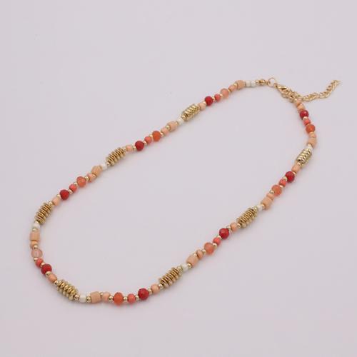 Tibetan Style Jewelry Necklace, with Glass Beads & Copper Coated Plastic & Plastic, with 5CM extender chain, plated, for woman, multi-colored, Length:Approx 45 cm, Sold By PC