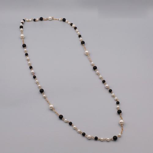 Tibetan Style Sweater Chain Necklace, with Plastic Pearl, plated, for woman, mixed colors, Length:Approx 93 cm, Sold By PC