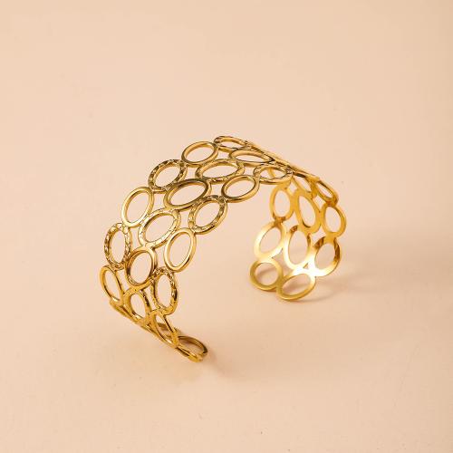 Brazalete del acero inoxidable, acero inoxidable 304, chapado, para mujer, dorado, Vendido por UD