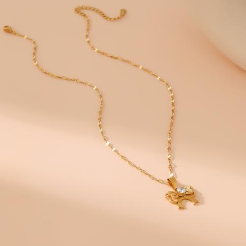 Stainless Steel Jewelry Necklace, 304 Stainless Steel, for woman & with rhinestone, more colors for choice, Sold By PC