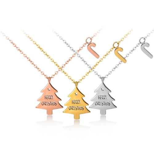 Titanium Steel Necklace, with 304 Stainless Steel Chain, with 3cm extender chain, plated, Christmas Design & for woman, more colors for choice, Length:Approx 40 cm, Sold By PC