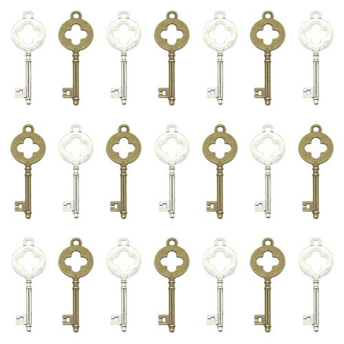 Zinc Alloy Key Pendler, Nøgle, antik sølv farve forgyldt, du kan DIY, 40x14mm, 100pc'er/Bag, Solgt af Bag