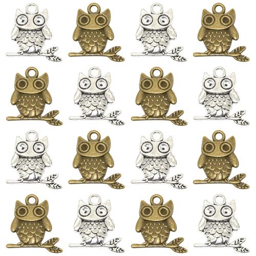 Zinc Alloy Animal Pendler, Owl, antik sølv farve forgyldt, du kan DIY, 25x22mm, 100pc'er/Bag, Solgt af Bag