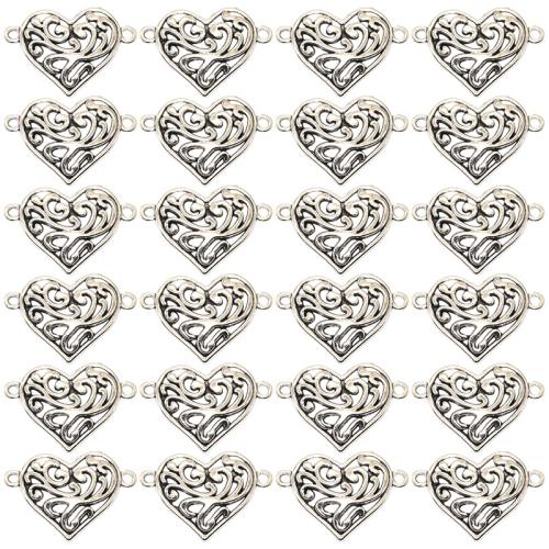 Heart Tibetan Style Connector, antique silver color plated, DIY & 1/1 loop, 27x14mm, 100PCs/Bag, Sold By Bag