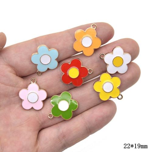 Tibetan Style Enamel Pendants, Flower, gold color plated, DIY, more colors for choice, 22x19mm, 100PCs/Bag, Sold By Bag