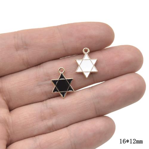 Zink-Legierung-Emaille-Anhänger, Zinklegierung, Hexagram, goldfarben plattiert, DIY, keine, 16x12mm, 100/Tasche, verkauft von Tasche