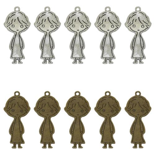 Pendentifs en alliage de zinc, fille, Placage, DIY, plus de couleurs à choisir, 49x22mm, 100PC/sac, Vendu par sac