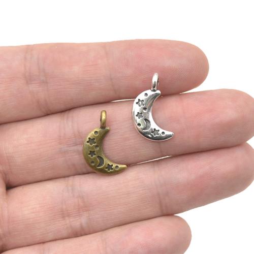 Tibetan Style Moon Pendants, plated, DIY, more colors for choice, 19x10mm, 100PCs/Bag, Sold By Bag