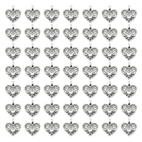 Tibetan Style Heart Pendants, plated, DIY, 16x14mm, 100PCs/Bag, Sold By Bag