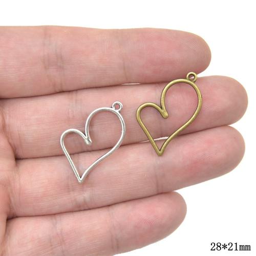 Tibetan Style Heart Pendants, plated, DIY, more colors for choice, 28x21mm, 100PCs/Bag, Sold By Bag