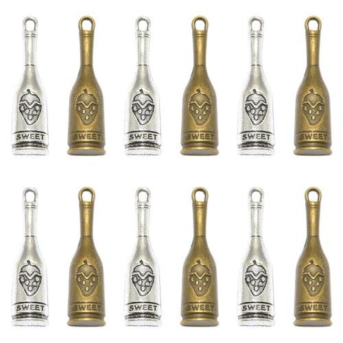 Ciondoli in lega di zinco, lega in zinco, Winebottle, placcato, DIY, nessuno, 27x8mm, 100PC/borsa, Venduto da borsa