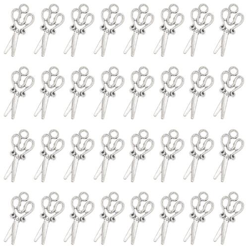 Tibetan Style Scissors Pendants, antique silver color plated, DIY, 32x8mm, 100PCs/Bag, Sold By Bag