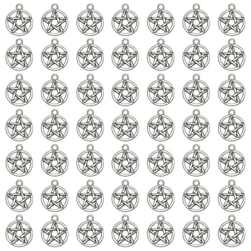 Zinc Alloy Star Pendant pentagram antique silver color plated DIY Sold By Bag