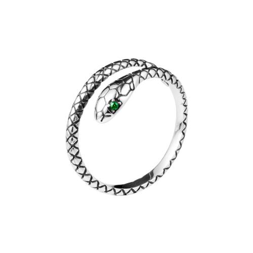 Argent sterling 925 Cuff Bague, serpent, Vintage & pour femme & avec strass, Taille:7-9, Vendu par PC