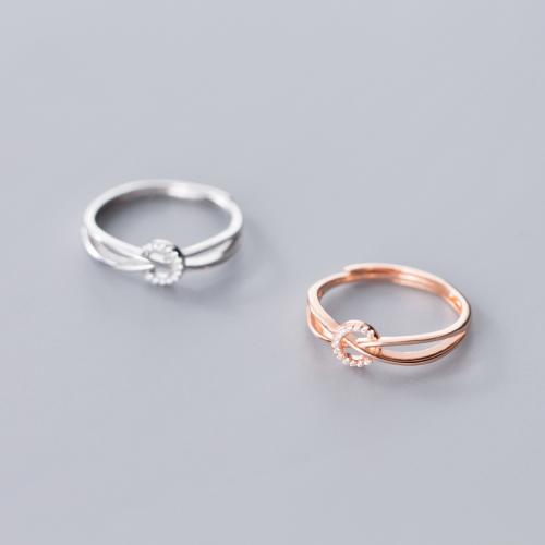 925 Sterling Silver Cuff Finger Ring Geometrical Pattern Korean style & for woman & with rhinestone & hollow US Ring .5-7.5 Sold By PC