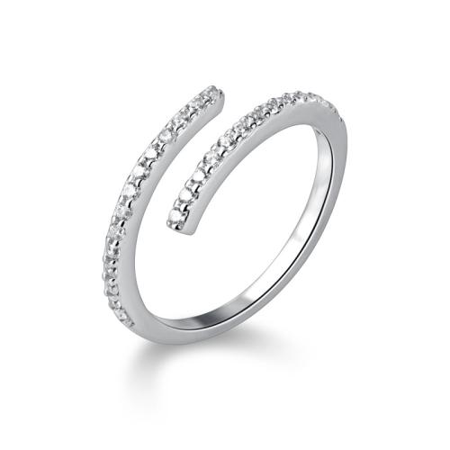 925er Sterling Silber Manschette Fingerring, Koreanischen Stil & für Frau & mit Strass, Größe:5.5-8, verkauft von PC