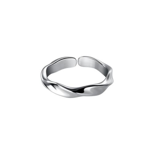 Plata de ley 925 Anillo de dedo Cuff, chapado en platina real, Estilo coreano & para mujer, tamaño:7-8.5, Vendido por UD