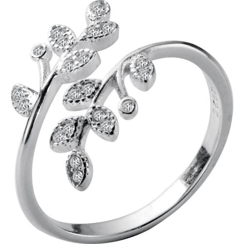 925 Sterling Silver Cuff Finger Ring, Branch, Korean style & for woman & with rhinestone, US Ring Size:6.5-8, Sold By PC