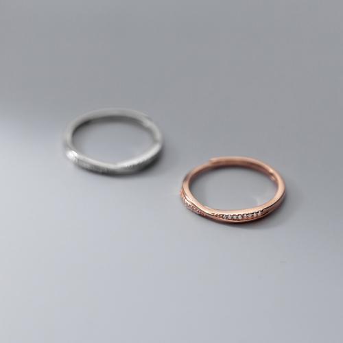 925er Sterling Silber Manschette Fingerring, Koreanischen Stil & für Frau & mit Strass, keine, Größe:6-8, verkauft von PC