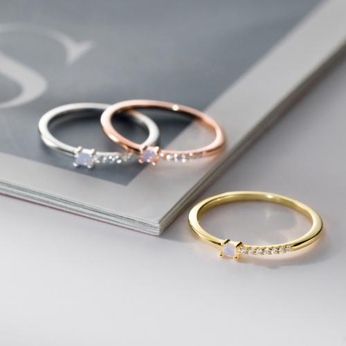 925 Sterling Silver Finger Ring, Korean style & different size for choice & for woman & with rhinestone, more colors for choice, US Ring Size:5-8, Sold By PC