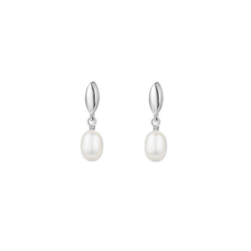 925 Sterling Silver Drop Earring, with Plastic Pearl, Korean style & for woman, more colors for choice, 6x24mm, Sold By Pair