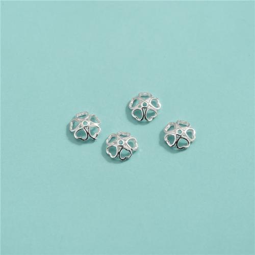 925 Sterling Silver Bead Cap, Flower, DIY & hollow, silver color, 5.50mm, Hole:Approx 0.5mm, Sold By PC