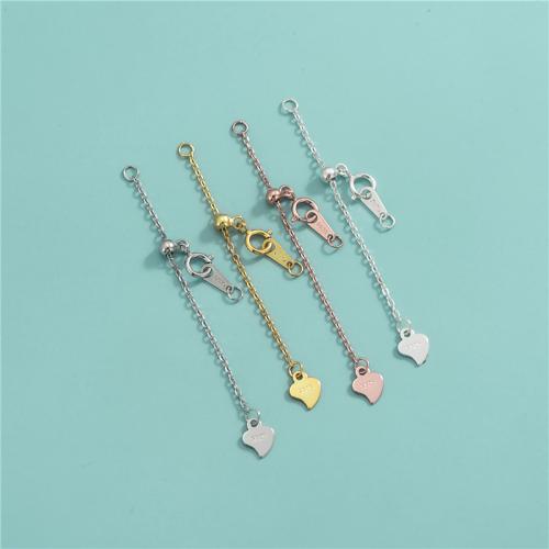 925 Sterling Silver Extender Chain, Heart, cross chain & DIY, more colors for choice, Length:Approx 50 mm, Sold By PC