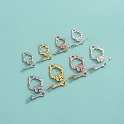 925 Sterling Silver Toggle Clasp, Flower, DIY & different size for choice, more colors for choice, Sold By Set