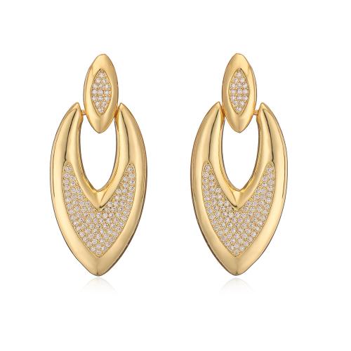 Cubic Zirconia Micro Pave Brass Earring, fashion jewelry & different styles for choice & micro pave cubic zirconia & for woman, Sold By Pair