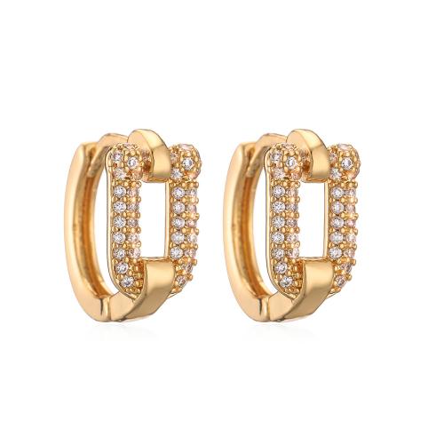 Boucles d'oreilles en laiton zircon cubique pavent, bijoux de mode & pavé de micro zircon & pour femme, 8x15mm, Vendu par paire