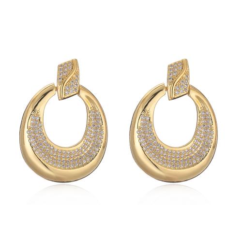 Cubic Zirconia Micro Pave Brass Earring, fashion jewelry & different styles for choice & micro pave cubic zirconia & for woman, Sold By Pair