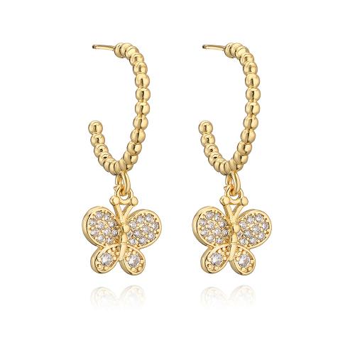 Cubic Zirconia Micro Pave Brass Earring, fashion jewelry & different styles for choice & micro pave cubic zirconia & for woman, Sold By Pair