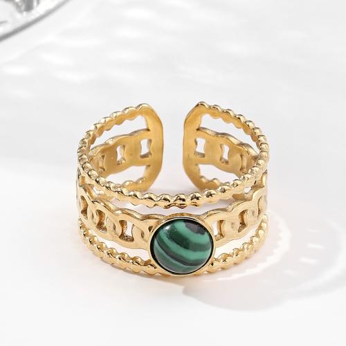 Natural Gemstone Finger Ring, 304 Stainless Steel, with Gemstone, 18K gold plated, different materials for choice & Unisex & different styles for choice, golden, Sold By PC