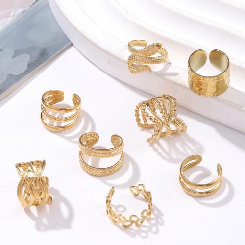 Stainless Steel Finger Ring, 304 Stainless Steel, fashion jewelry & Unisex & different styles for choice, golden, Sold By PC