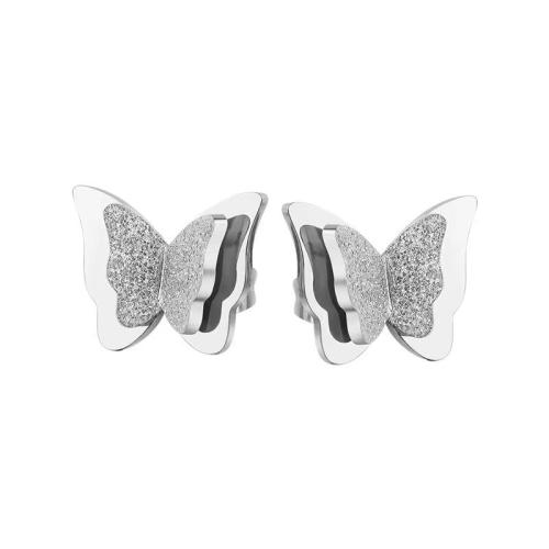 Stainless Steel Stud Earrings, 304 Stainless Steel, Butterfly, fashion jewelry & for woman, more colors for choice, Sold By Pair