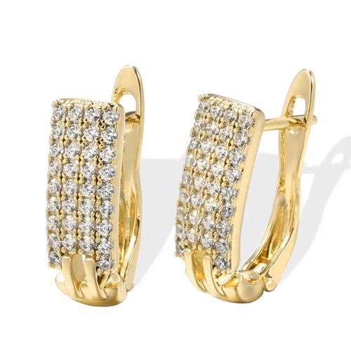 Boucles d'oreilles en laiton zircon cubique pavent, bijoux de mode & pavé de micro zircon & pour femme, 14x5mm, Vendu par paire