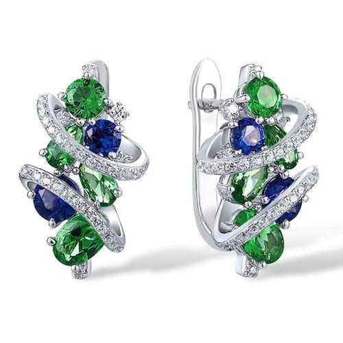 Boucles d'oreilles en laiton zircon cubique pavent, bijoux de mode & pavé de micro zircon & pour femme, 21x12mm, Vendu par paire