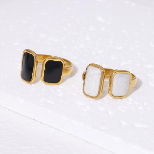 Enamel Stainless Steel Finger Ring, 304 Stainless Steel, fashion jewelry & for woman, more colors for choice, Sold By PC