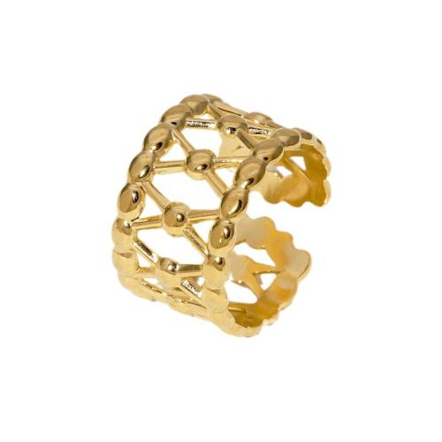 Anillo de dedo de acero inoxidable, acero inoxidable 304, 18K chapado en oro, Joyería & para mujer & hueco, dorado, Vendido por UD